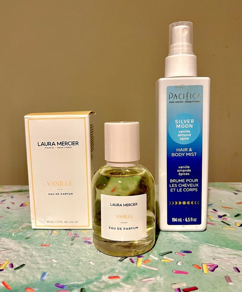 Nuevo y Parcial* Laura Mercier Vanille Edp & Pacifica Silver Moon/Raro/Almendra Foto 2 de 4