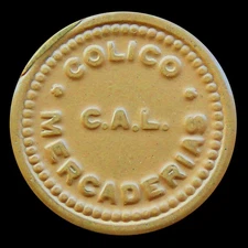 ¬¬ CHILEAN MINE TOKEN / MINA COLICO $1 EBONITE ZP