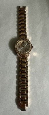 Bella Rose Rose Gold Tone Watch with Rhinestone Accents