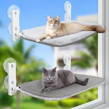 2PCS Cat Window Hammock Perch Cordless Window Sill Seat Bed Foldable Kitty Lo...
