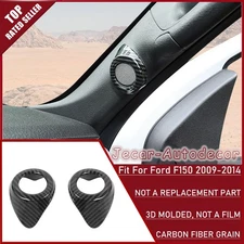 2pcs Carbon Fiber Dash A Pillar Speaker Cover Trim For Ford F150 Raptor 2009-14