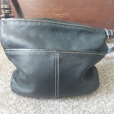 The Sak Black Pebbled Leather Crossbody Bag Contrast Stitching MCL TS IO 4944CWH