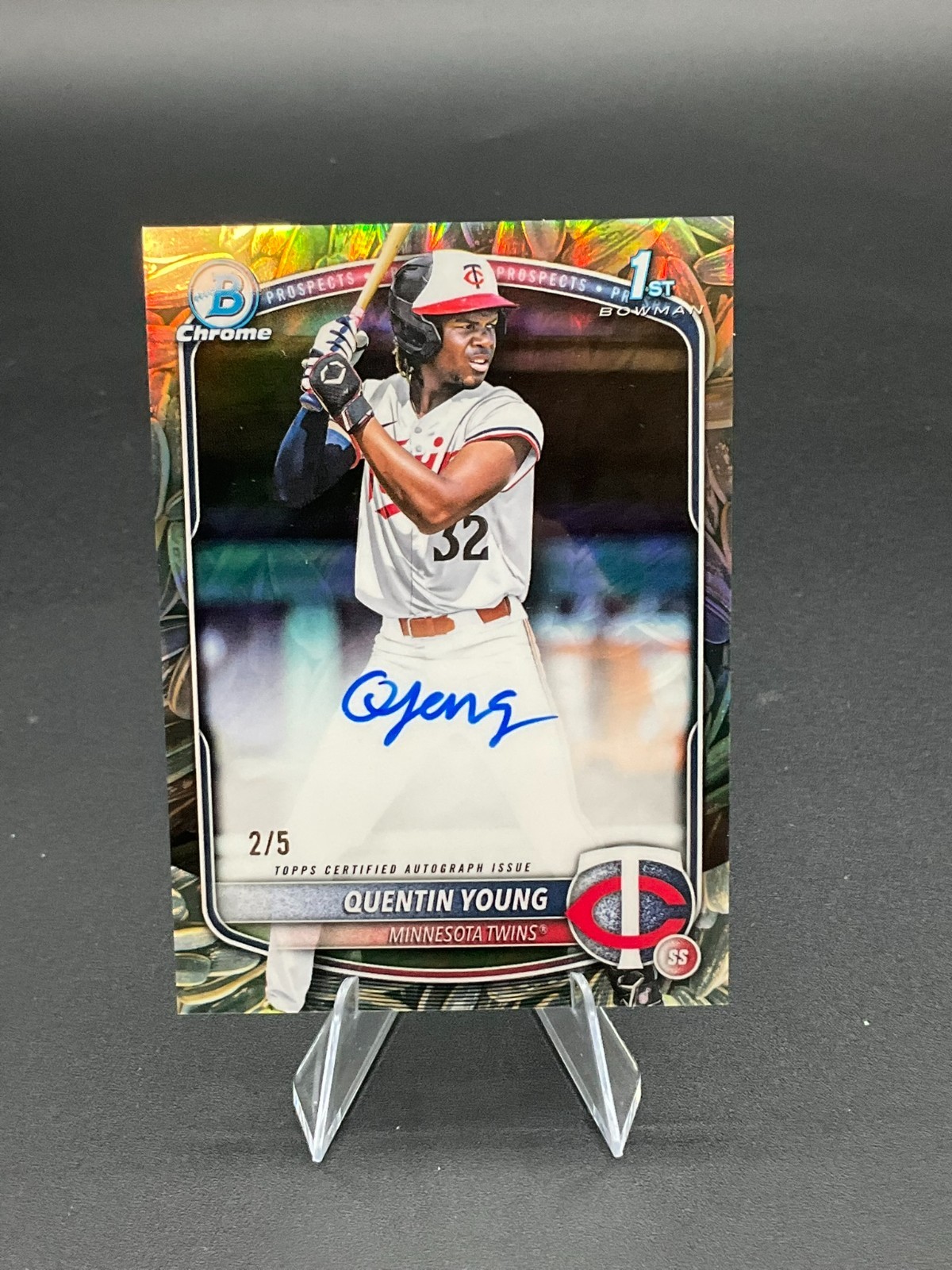 2025 Bowman Draft Chrome Quentin Young 1st Auto Sunflower Seeds Refractor 2/5
