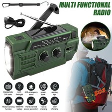 Wind Up Solar Radio Emergency Crank Radio 4000mAh Survival Solar Hand Crank NEW