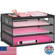Lavatino 3-Tier Letter Tray Desk Organizer, Mesh Metal Paper File Tray