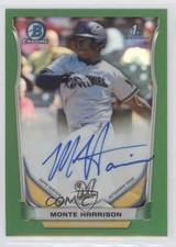 2014 Bowman Draft Chrome Pick Green Refractor 49/99 Monte Harrison Auto f0v