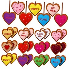 24 Pieces Valentine's Day Felt Heart Shaped Ornaments Red Felt Heart