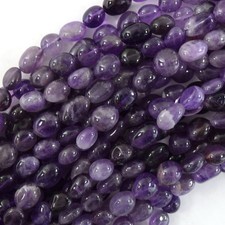 8mm - 10mm natural purple amethyst pebble nugget beads 15.5" strand