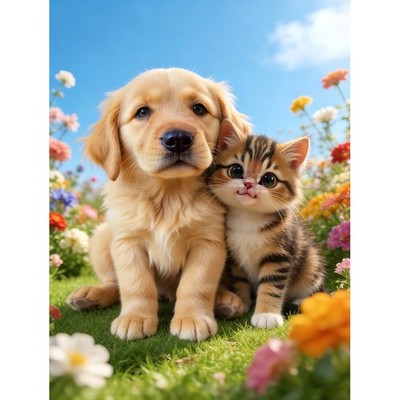 Diamond Art Kits for Adults Beginners,Dog&Cat Diamond Painting Kit,Animal Ful...