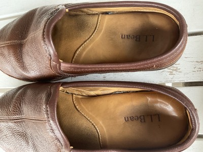 LL Bean Mens Elkhide Scuffs Sz 10m Brown Leather Slip on 