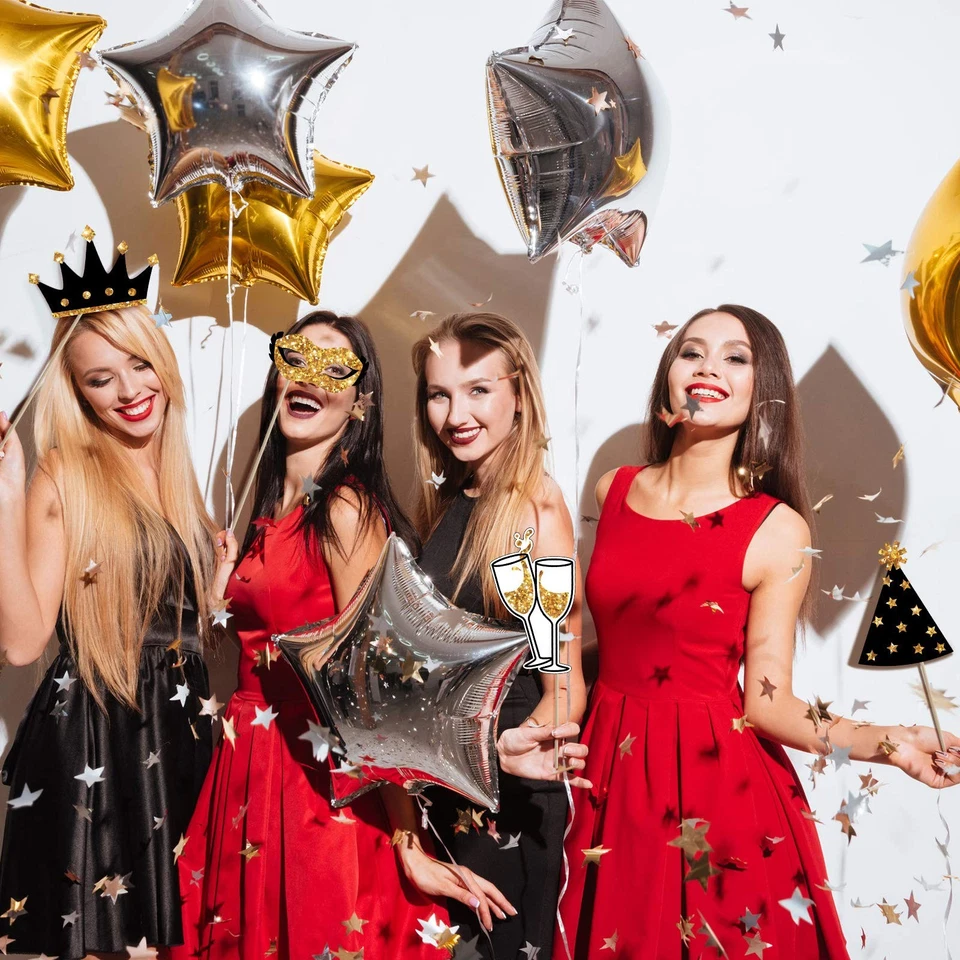 Juego Completo de 24 Piezas de Fotomatón, Cumpleaños Boda Graduación Baile de graduación Mardi Gras Foto 3 de 4