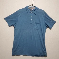 IBEX Shirt Mens Large Zque Merino Wool Polo Top Blue Casual Travel Work Hike Dad