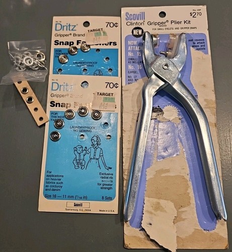 Scovill Clinton Gripper Plier Set No. 16 For Small Eyelets And Gripper Snaps