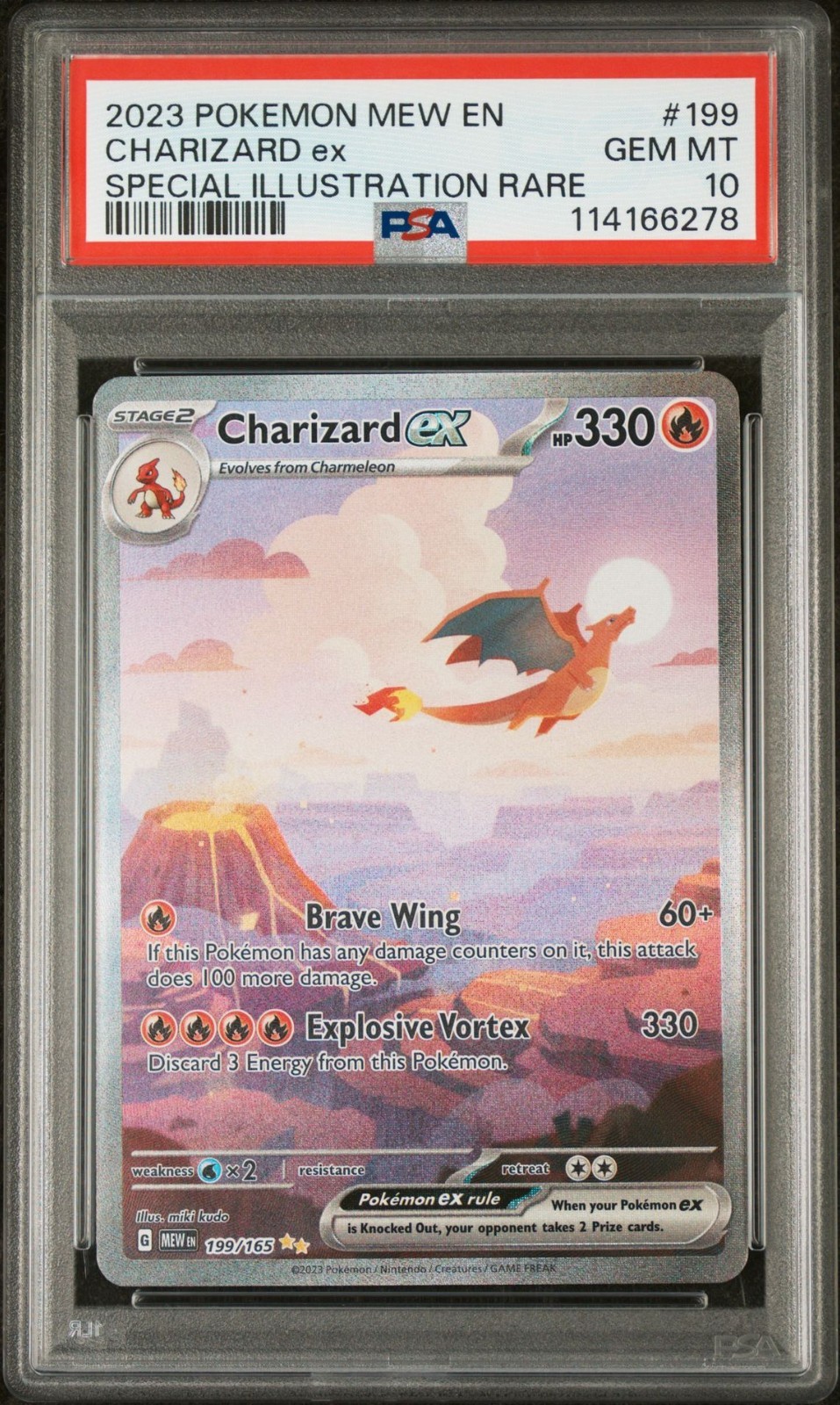 2023 POKEMON MEW EN 151 SPECIAL ILLUSTRATION RARE #199 CHARIZARD EX PSA 10 GEM