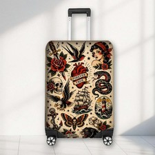 Tattoo Flash Art Theme Travel Luggage Suitcase Cover Wrap Protector