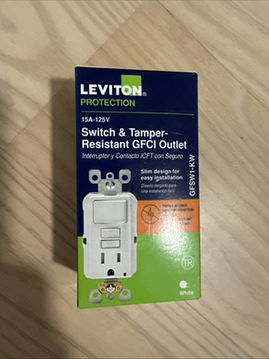 #ad #ad Leviton ‎GFSW1 KW 15A 125V Combo Tamper Resistant GFCI Outlet in White $19.44