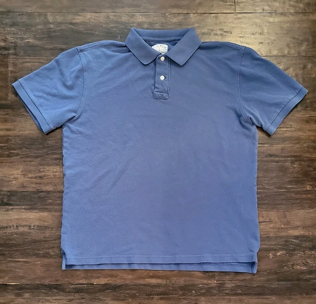 Vintage J Crew Polo Shirt Mens Large Blue Short Sleeve Casual Cotton
