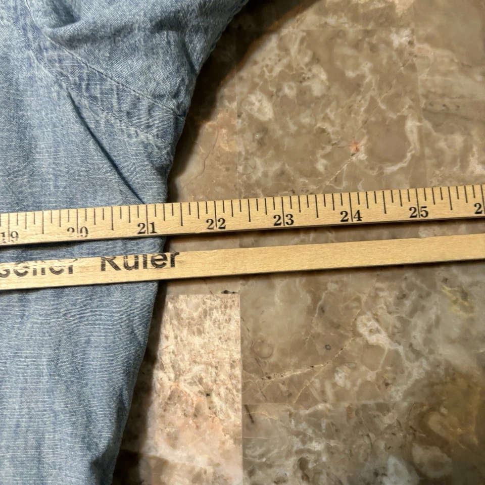 Polo Ralph Lauren Shirt Mens Medium Blue Classic Fit Chambray Denim Short Sleeve - Image 3 of 4