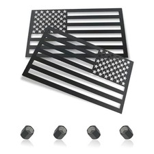 2PCS Universal Embossed Metal All Black American Flag Emblem Decal Stickers, 3D
