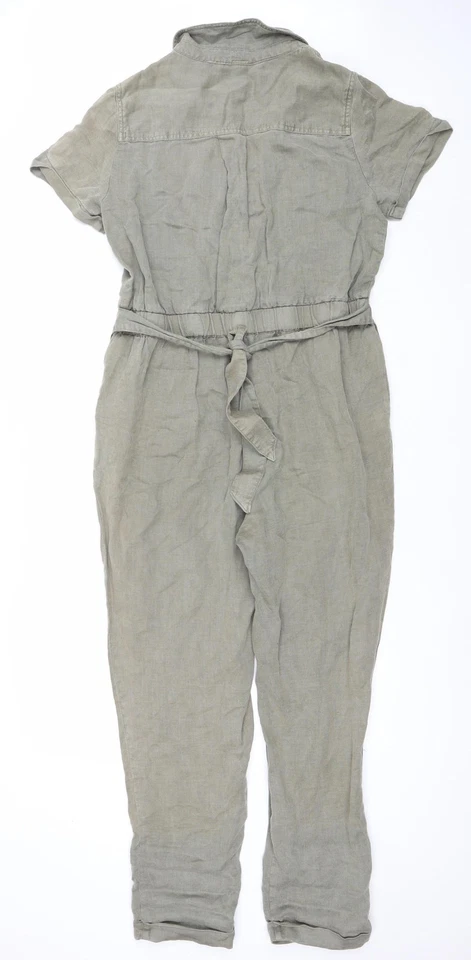 C&C California Women's Beige Linen Lyocell Jumpsuit Size M Casual Utility Style - Image 3 of 4