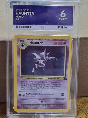 Haunter 6/62 Fossil Holo Pokemon Card WOTC Ace Grade 6 EX Near Mint Vintage