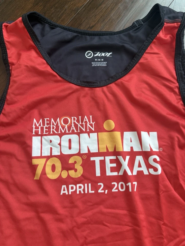 Camiseta sin mangas Zoot Ironman Texas Galveston 70.3 triatlón transpirable para hombre M Foto 2 de 4
