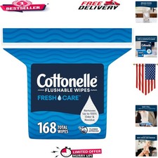 Adult Flushable Wet Wipes - 168 Count Refill, Septic-Safe  Odor Neutralizing