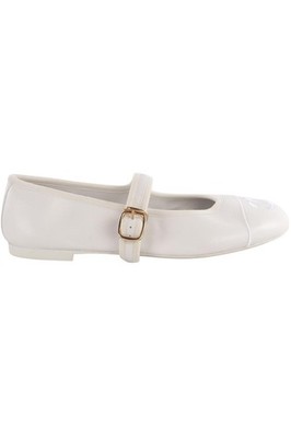 CHANEL WHITE 2024 CC LEATHER BALLERINAS EU 37 UK 4 US 7