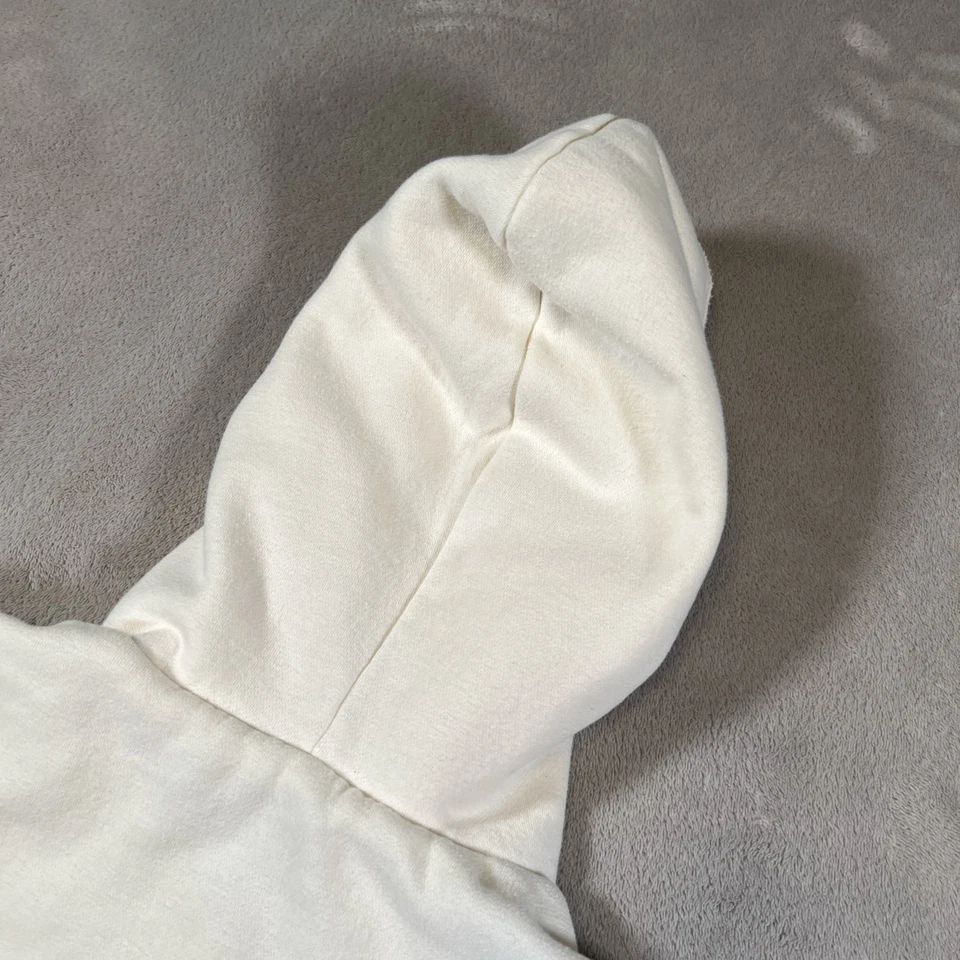 Aeropostale Y2K Faux Fur Zip Up Hoodie Jacket Cream Beaded Jewel Embroider Sz M - Image 4 of 4