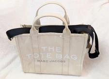Marc Jacobs The Woven Medium Tote Bag biege tan canvas with COA