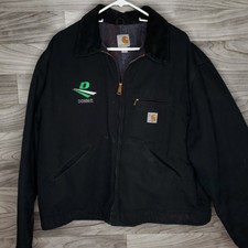 Carhartt Detroit Jacket J001 Mens 2XL Black Blanket Lined Firm Duck Made USA