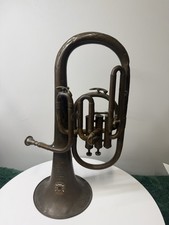 Ancien euphonium C Mahillon ABÎMÉ ? Corne alto ? 3 soupapes - laiton - Belgique en l'état