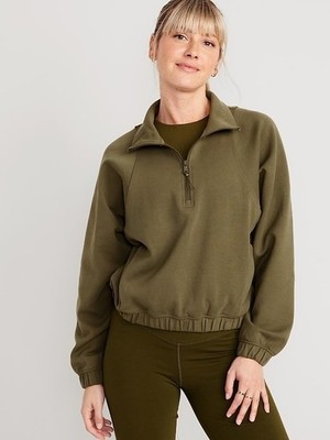 OLD NAVY Green Dynamic Fleece Oversized Half Zip Sweatshirt Top sz M NWT NEW