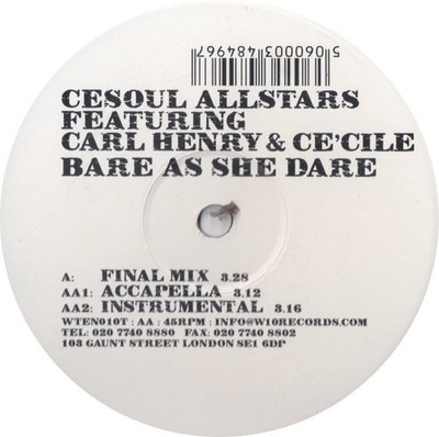 Cesoul Allstars Featuring Carl Henry & Ce'Cile - Bare As She Dare (12'') (Near Mi