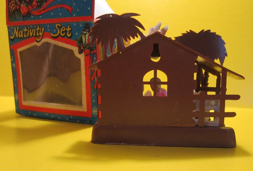 Vintage Shiny Brite Miniature Plastic Christmas Nativity Set Hong Kong Original - Afbeelding 10 van 11