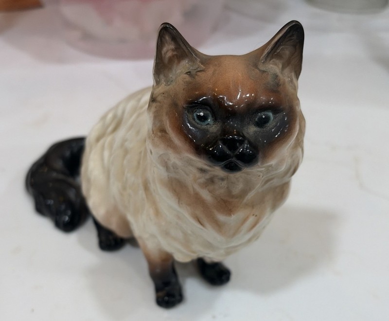 Vintage Jsl Japan Himalayan Siamese Cat Statue Dated 1967