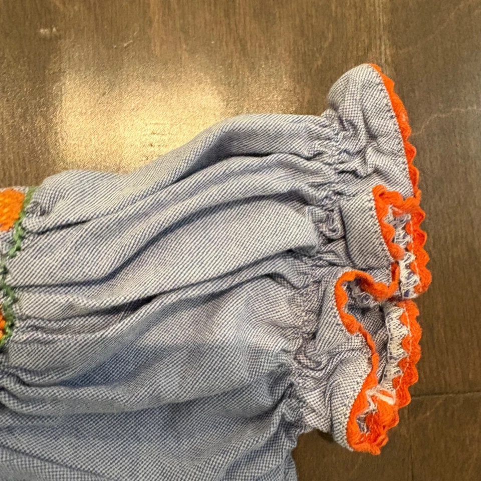 Vive La Fête Smocked Thanksgiving Dress Turkeys Pumpkins 6 Months Cotton - Image 3 of 4