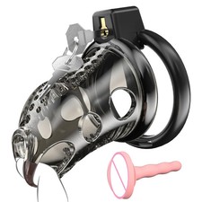 Male Chastity Device Soft Silicone Cage with Plastic 6 Rings Lock Comfortable