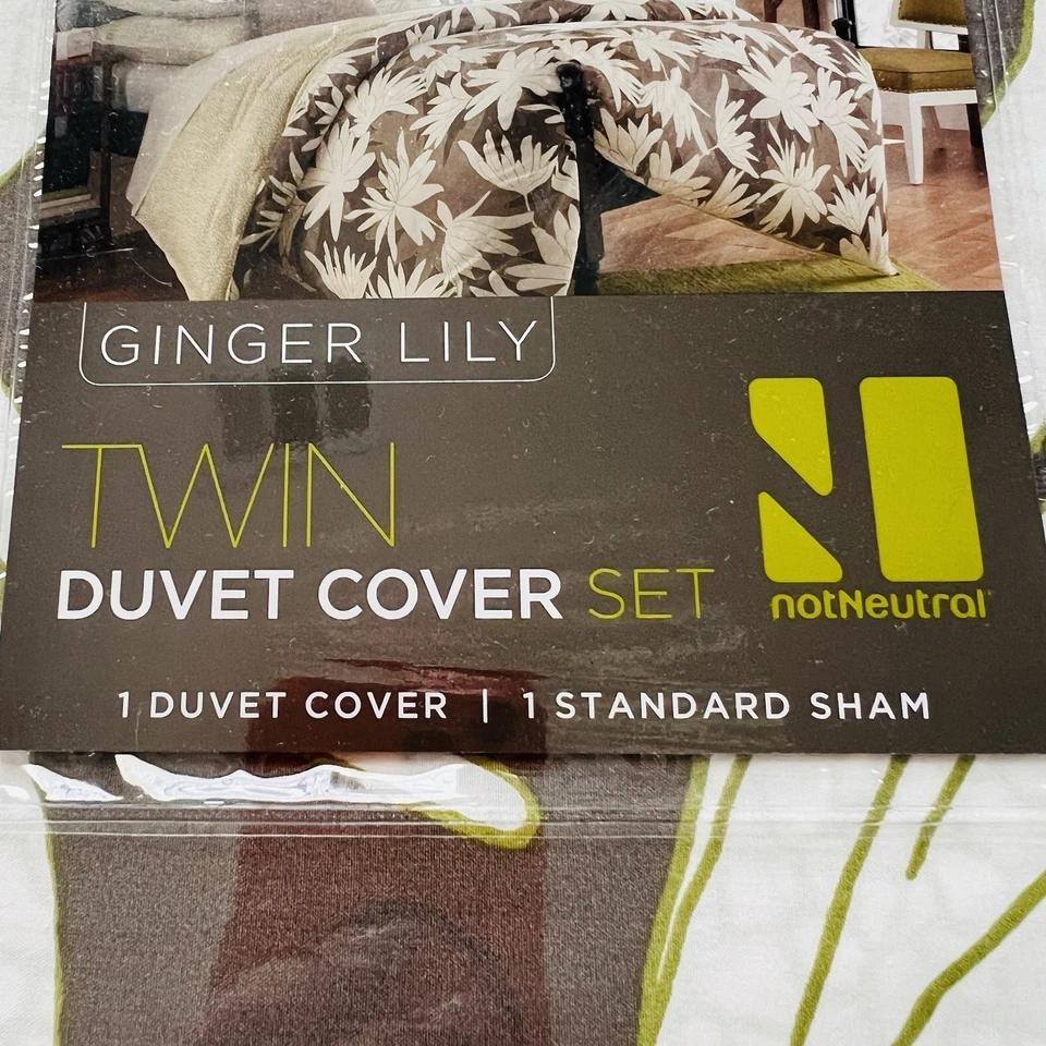 NWT notNeutral Twin Duvet Cover Set “Ginger Lily” – 100% Cotton, Modern Floral - Image 2 of 4