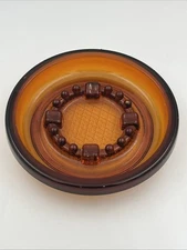 Vintage 8" MCM Amber Glass 4 Spots Cigar Cigarette Ashtray Ash Tray