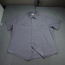 Wrangler Wrancher Shirt Mens XXL Gray Purple Geometric Western Pearl Snap