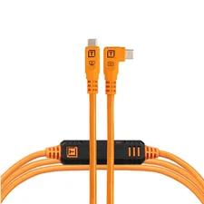 TetherPro Optima 10Gbps USB-C Cable 15' (4.6m) Gen 2 Right-Angle Orange