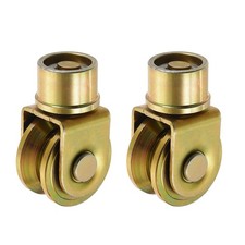 1.9 Inch Sliding Gate Wheels, 2Pcs 360-Degree Rotational V Groove Caster, Gold