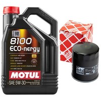 MotoröL Set Motul 8100 ECO-NERGY 5W-30 5 Liter + ÖLfilter FüR Mazda Mitsubishi