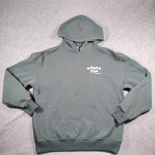 White Fox 4th Edition Hoodie Womens S/M Pine Green Puff Print Oversized Pullover