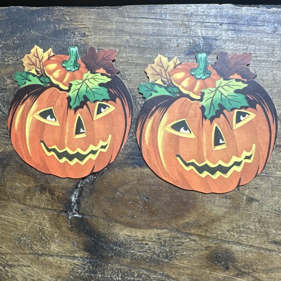 Vintage Halloween Witch Pumpkin Moon Décor Paper Cardboard 1950s | eBay