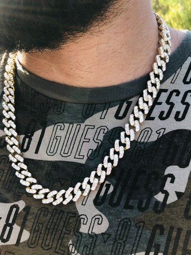 Mens Ice Ice Out Miami Cuban Link Chain 14k Gold Finish Bling BUST DOWN 22" - Bild 4 von 5