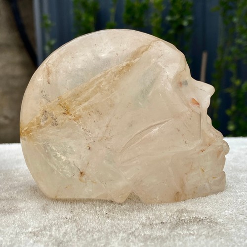 1.7LB Natural clear quartz white crystal Hand Carved Skull reiki Healing - Picture 9 of 11
