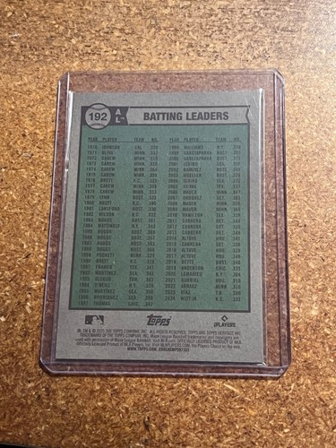 2025 Topps Heritage Light Blue Sparkle # 192 AL Provg Leaders Witt Guerrero Judge - Imagen 2 de 2