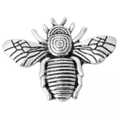 Silver Honey Bee Insect Snap Button Charm, 18 - 20mm  Interchangeable w/ Ginger